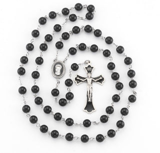 Onyx New England Pewter Rosary - PR780OXE