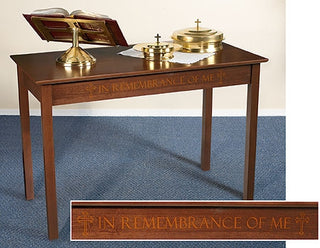 Silk-Screened Communion Table Walnut Stain - PS714