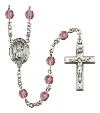 R6000-8022E St. Christopher Rosary, Available in 12 Colors