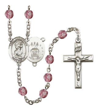 R6000-8022S1 St. Christopher / Air Force Rosary, Available in 12 Colors