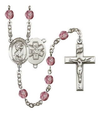 R6000-8022S10 St. Christopher / EMT Rosary, Available in 12 Colors