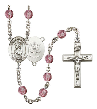 R6000-8022S2 St. Christopher / Army Rosary, Available in 12 Colors