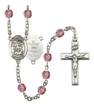 R6000-8076S2 St. Michael / Army Rosary, Available in 12 Colors