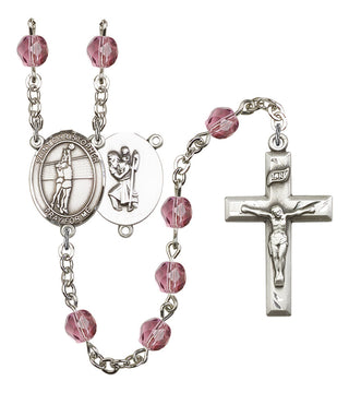 R6000-8138 St. Christopher/Volleyball Rosary, Available in 12 Colors