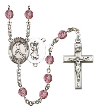 R6000-8150 St. Christopher/Baseball Rosary, Available in 12 Colors