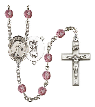 R6000-8153 St. Christopher/Basketball Rosary, Available in 12 Colors