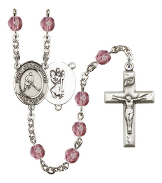 R6000-8155 St. Christopher/Ice Hockey Rosary, Available in 12 Colors