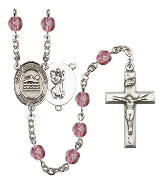 R6000-8157 St. Christopher/Swimming Rosary, Available in 12 Colors