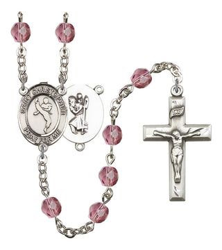 R6000-8158 St. Christopher/Martial Arts Rosary, Available in 12 Colors