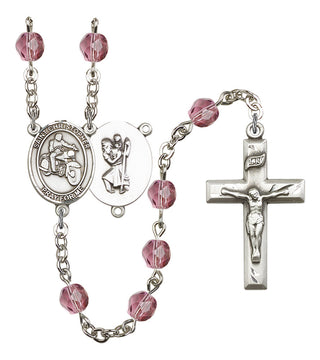 R6000-8185 St. Christopher/Motorcycle Rosary, Available in 12 Colors