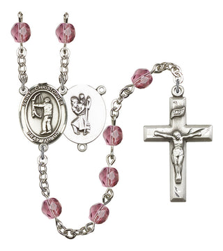 R6000-8190 St. Christopher/Archery Rosary, Available in 12 Colors