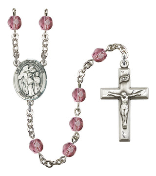 R6000-8439 Guardian Angel w/Children Rosary, Available in 12 Colors