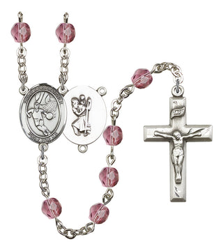 R6000-8502 St. Christopher/Basketball Rosary, Available in 12 Colors