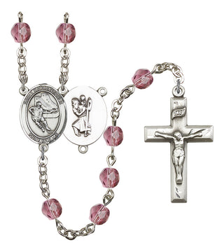 R6000-8504 St. Christopher/Hockey Rosary, Available in 12 Colors