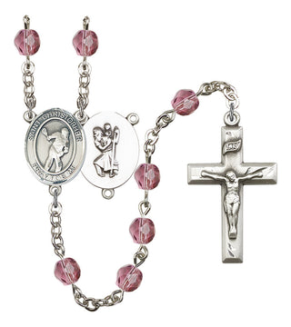 R6000-8516 St. Christopher/Lacrosse Rosary, Available in 12 Colors