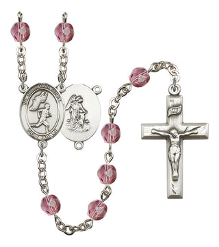 R6000-8709 Guardian Angel/Track&Field-Men Rosary, Available in 12 Colors