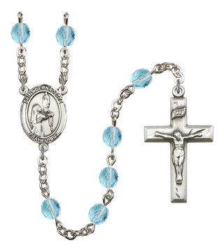 R6000AQS-8017 St Bernadette Rosary Aqua Beads