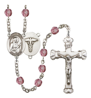 R6001-8019S9 St. Camillus of Lellis / Nurse Rosary, Available in 12 Colors