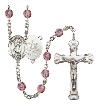 R6001-8022S2 St. Christopher / Army Rosary, Available in 12 Colors