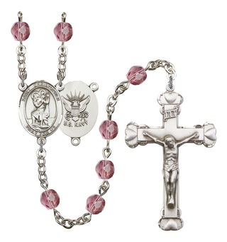 R6001-8022S6 St. Christopher / Navy Rosary, Available in 12 Colors