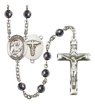 8019S9-Mens St. Camillus of Lellis / Nurse Rosary, Available in 7 Colors