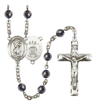 8022S1-Mens St. Christopher / Air Force Rosary, Available in 7 Colors