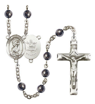 8022S2-Mens St. Christopher / Army Rosary, Available in 7 Colors