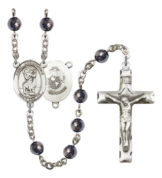 8022S4-Mens St. Christopher / Marines Rosary, Available in 7 Colors