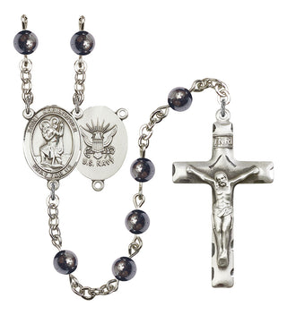 8022S6-Mens St. Christopher / Navy Rosary, Available in 7 Colors