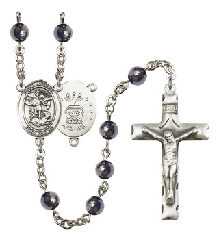 8076S1-Mens St. Michael / Air Force Rosary, Available in 7 Colors