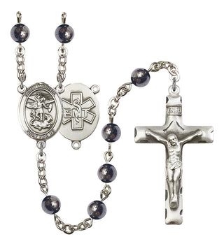 8076S1-Mens St. Michael / EMT Rosary, Available in 7 Colors