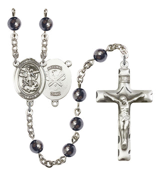 8076S5-Mens St. Michael / Nat'l Guard Rosary, Available in 7 Colors