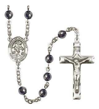 8118SP-Mens Angel de la Guardia Rosary, Available in 7 Colors