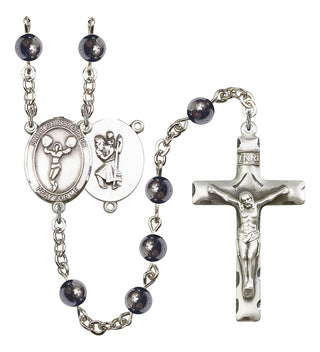 8140-Mens St. Christopher/Cheerleading Rosary, Available in 7 Colors