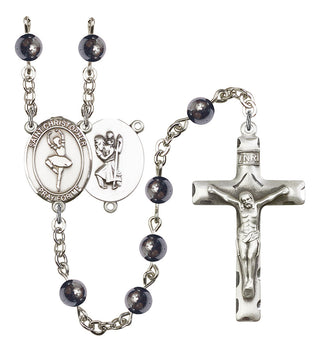 8143-Mens St. Christopher/Dance Rosary, Available in 7 Colors