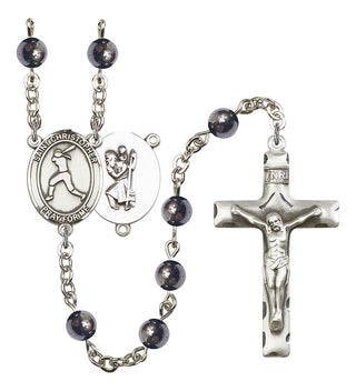 8145-Mens St. Christopher/Softball Rosary, Available in 7 Colors