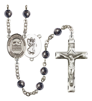 8157-Mens St. Christopher/Swimming Rosary, Available in 7 Colors