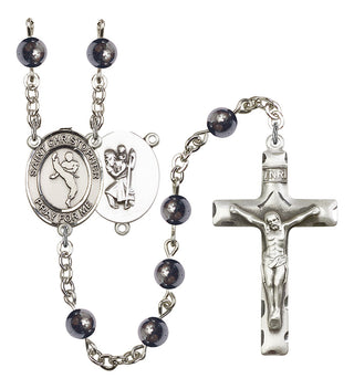 8158-Mens St. Christopher/Martial Arts Rosary, Available in 7 Colors