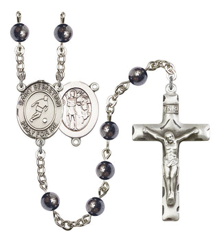 8164-Mens St. Sebastian/Soccer Rosary, Available in 7 Colors