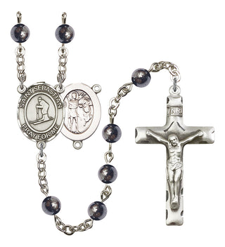 8169-Mens St. Sebastian/Skiing Rosary, Available in 7 Colors