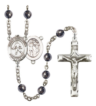 8178-Mens St. Sebastian/Field Hockey Rosary, Available in 7 Colors