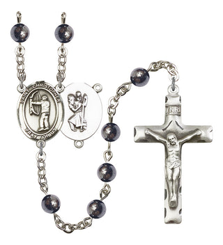 8190-Mens St. Christopher/Archery Rosary, Available in 7 Colors