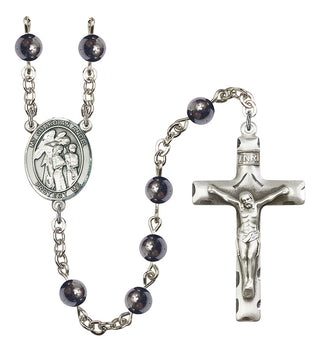 8439-Mens Guardian Angel w/Children Rosary, Available in 7 Colors