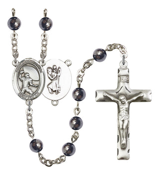 8501-Mens St. Christopher / Football Rosary, Available in 7 Colors