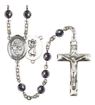 8502-Mens St. Christopher/Basketball Rosary, Available in 7 Colors