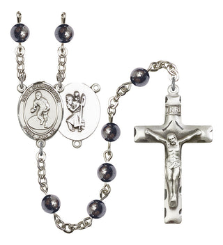 8508-Mens St. Christopher/Wrestling Rosary, Available in 7 Colors