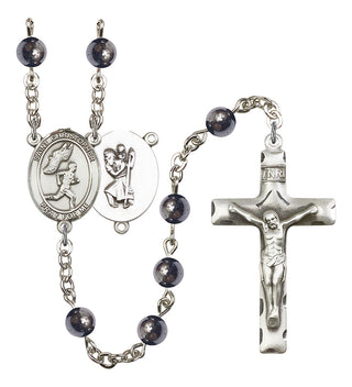 8509-Mens St. Christopher/Track&Field Rosary, Available in 7 Colors