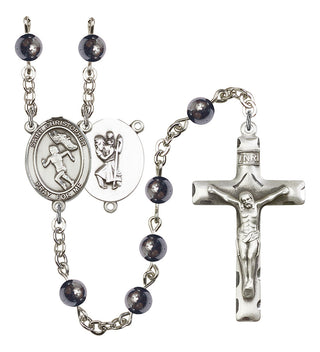 8510-Mens St. Christopher/Track&Field Rosary, Available in 7 Colors