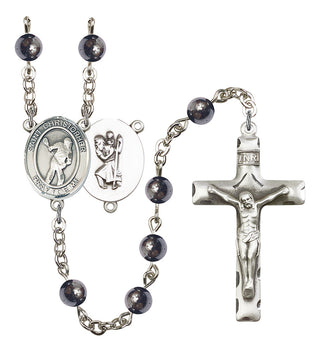 8516-Mens St. Christopher/Lacrosse Rosary, Available in 7 Colors