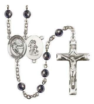 8704-Mens Guardian Angel/Hockey Rosary, Available in 7 Colors